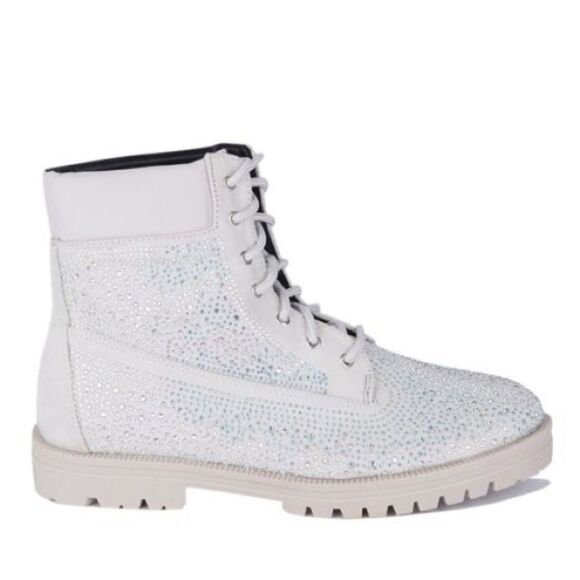 Cape Robbin Raven-6 Silver Lace Up Boot 🔥 Iridescent Rhinestones! Size 9 BNIB - Picture 5 of 16